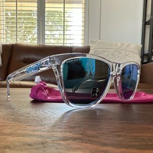 Oakley Frogskin Clear Frame Sapphire Prizm Lens